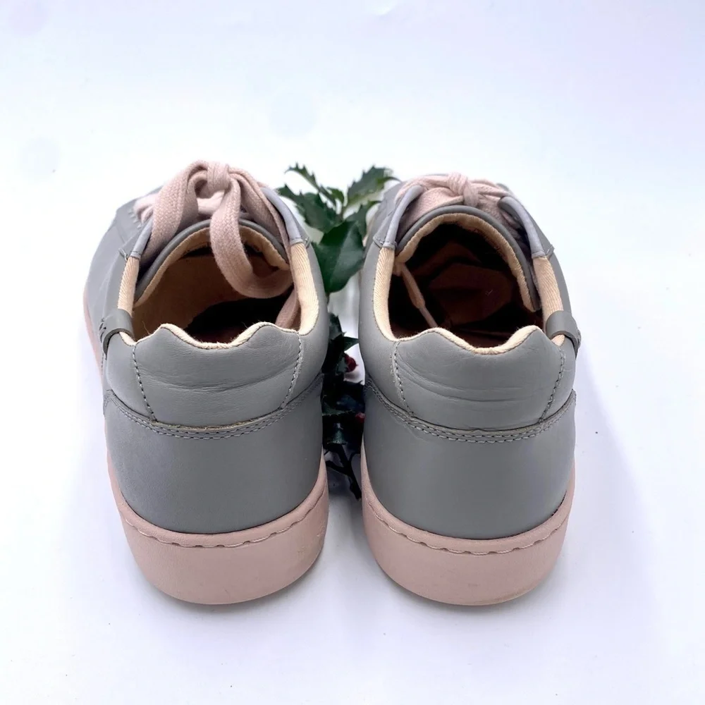 Vionic Mable Leather‎ Lace Up Sneakers Grey Pink sz 9